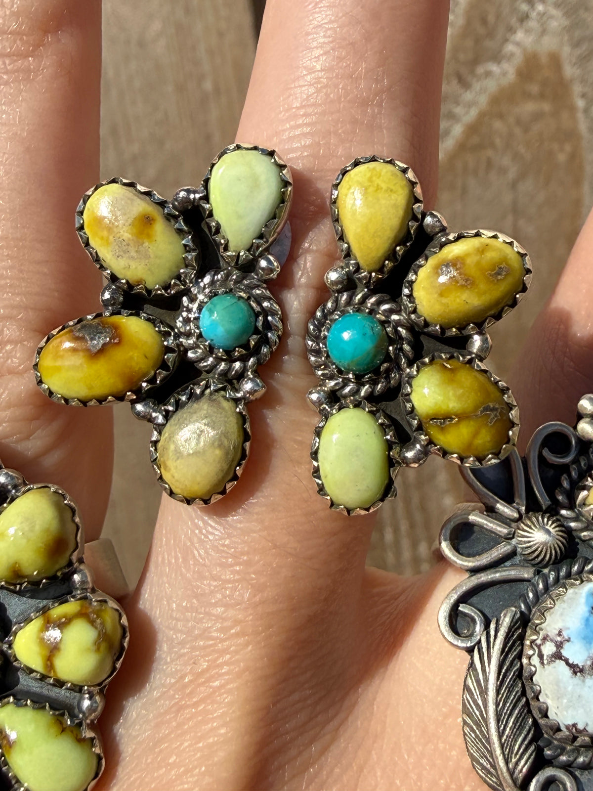 Palomino Pretty Mixed Stone Sterling Silver Adjustable Rings