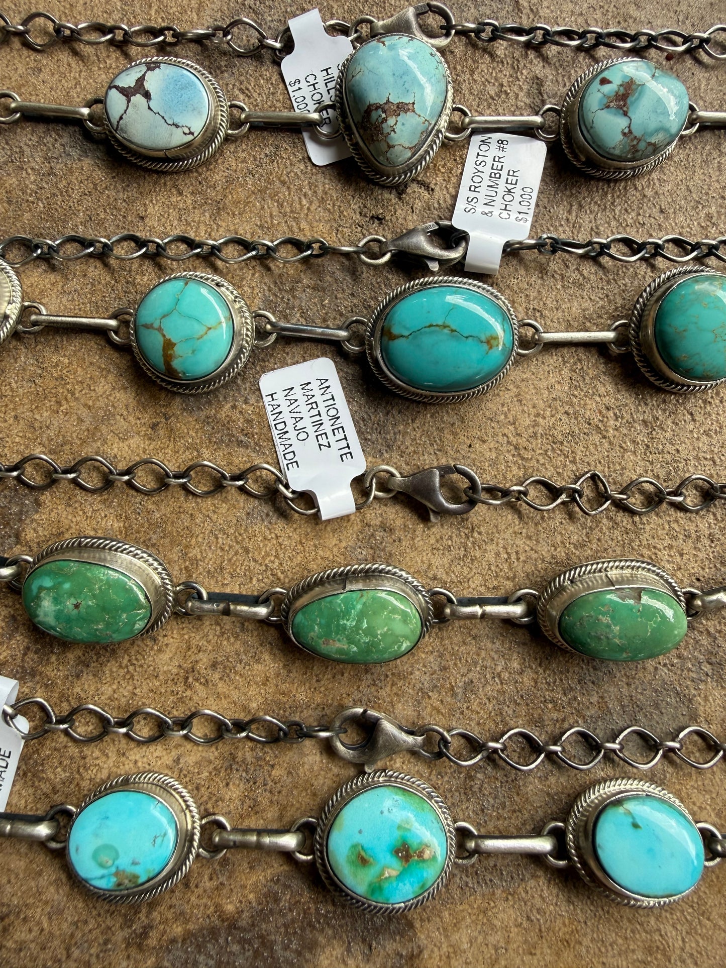 Native Navajo Multi Stone 5 Stone Choker Necklace By Antionette Martinez
