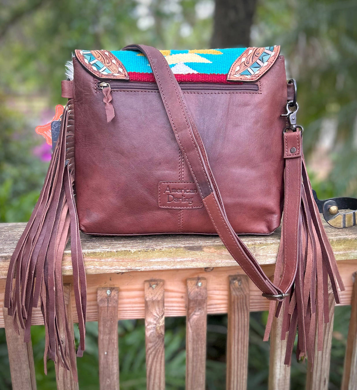 Upcycled LV Cowhide Leather Fringe Crossbody Bag Western
