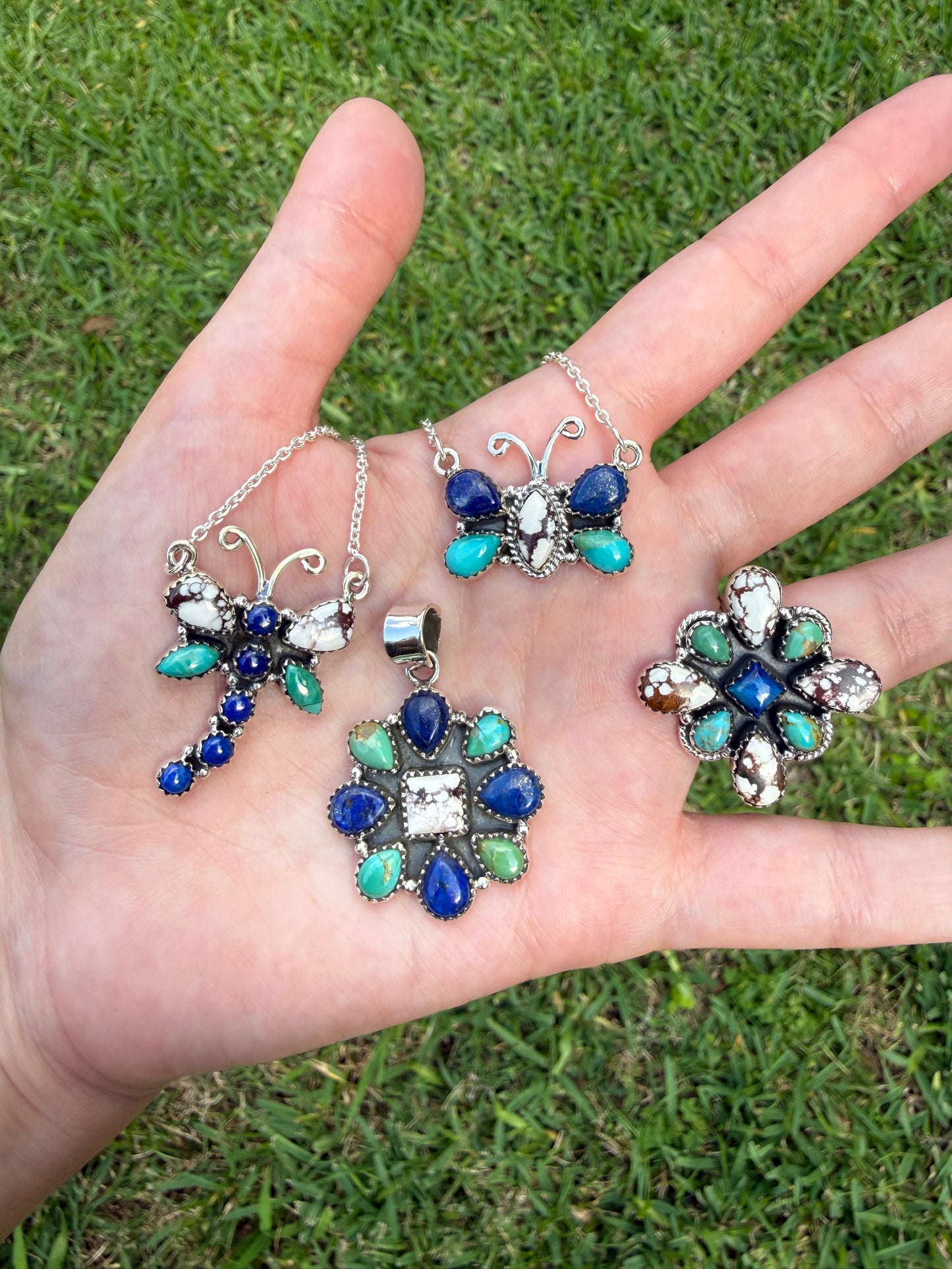 Turquoise Wild Horse And Blue Lapis Unique Combo Necklaces or Ring Or Pendant