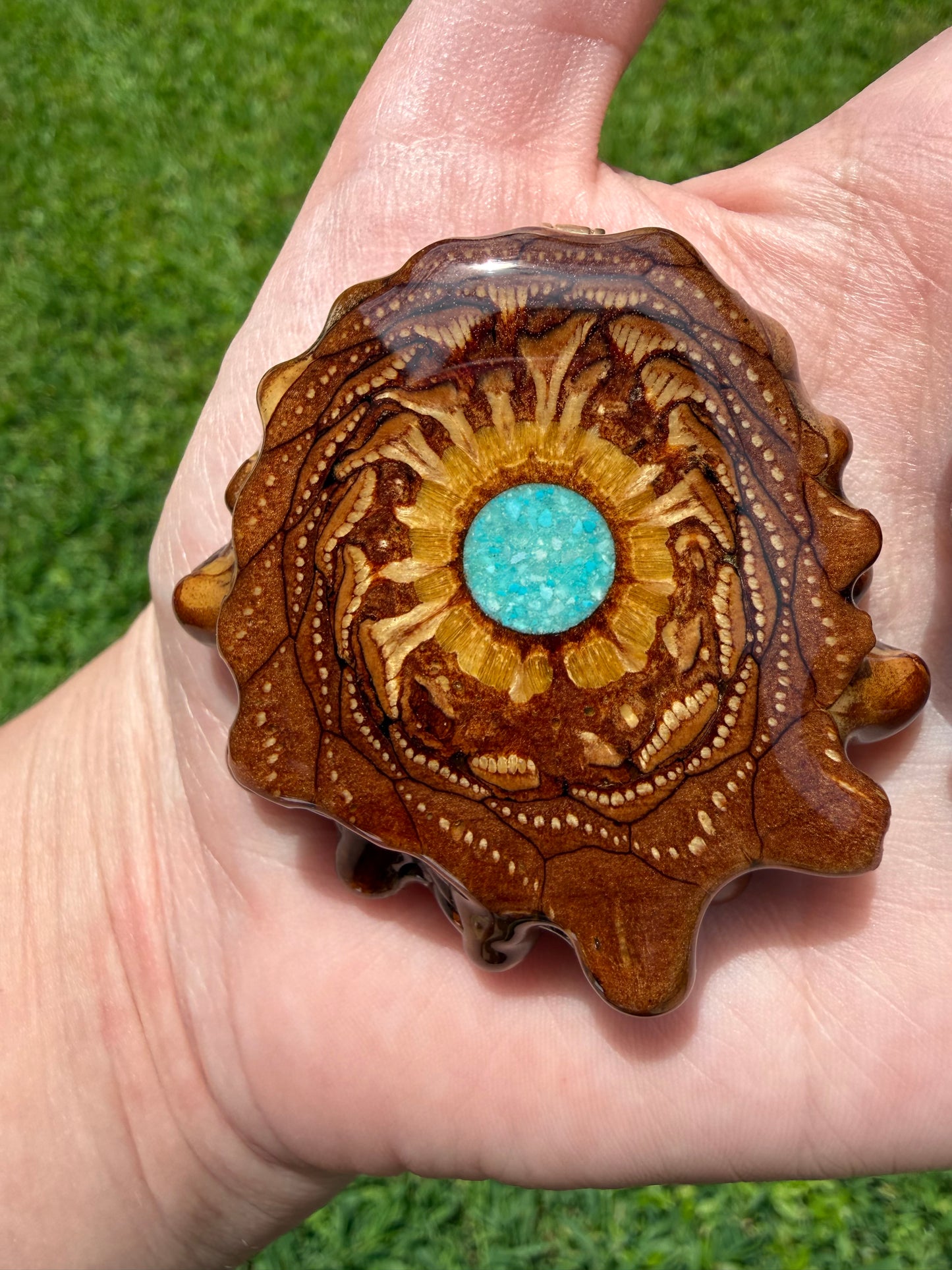 Crushed Turquoise (Glows In The Dark) Pinecone Pendant Necklace