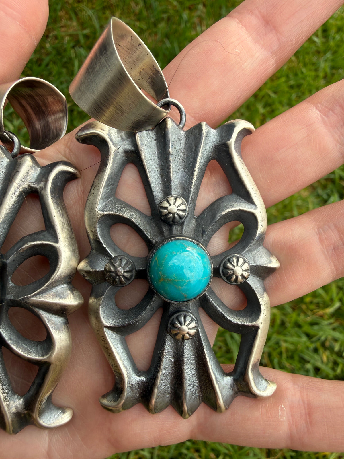 Navajo Big Statement Chimney Butte Sterling silver Ornate Pendant