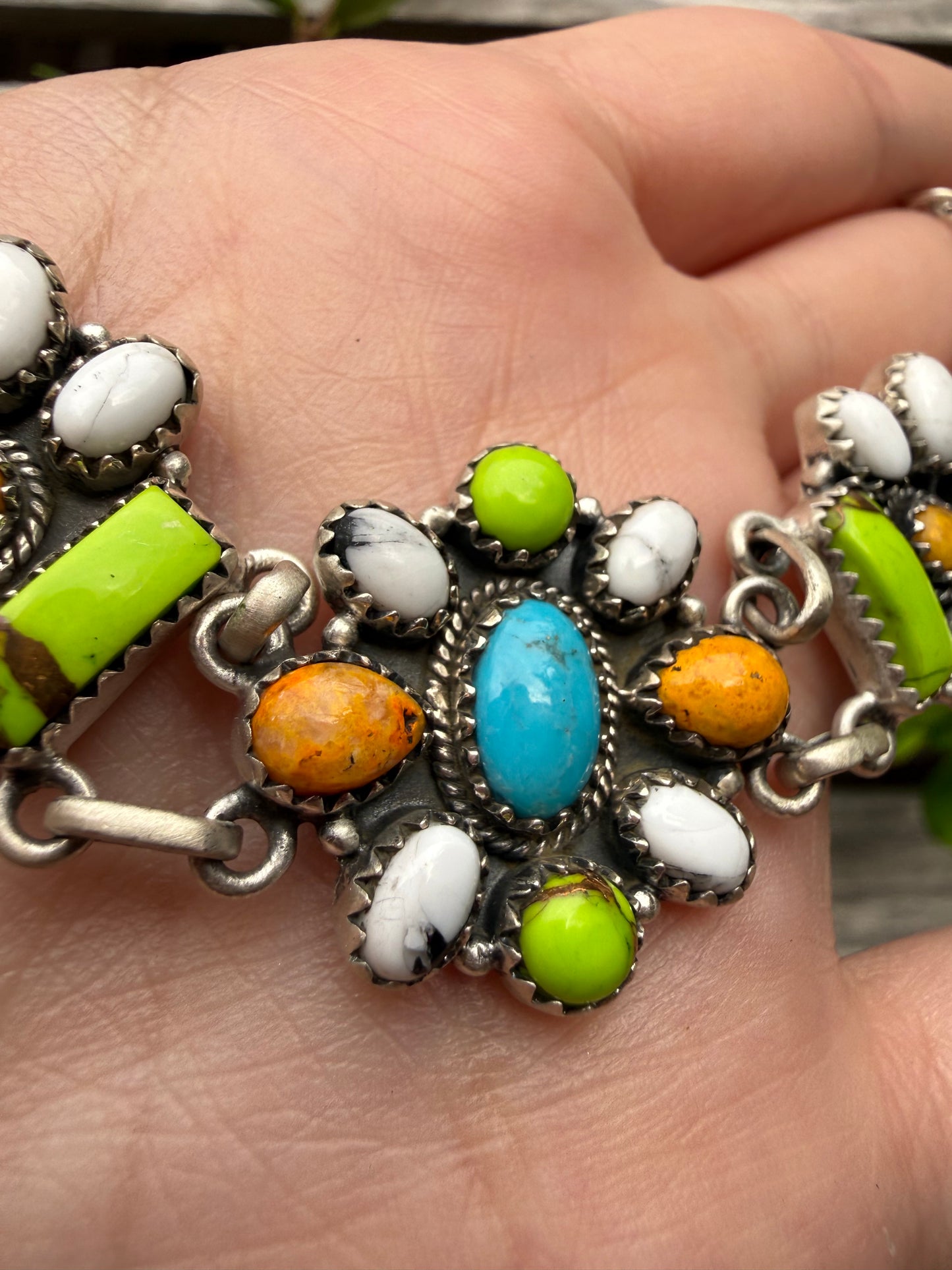Bumblebee Jasper, Kingman Turquoise, and Lime Dahlia Statement Necklace or Choker