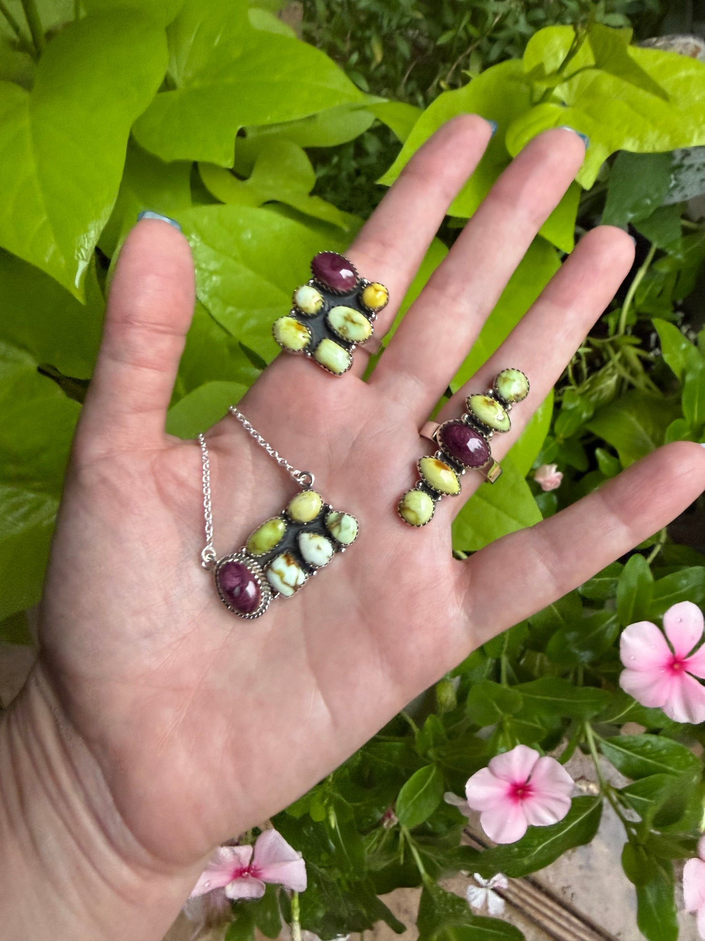 Palomino and Purple Spiny Sterling Silver Adjustable Ring or Necklace