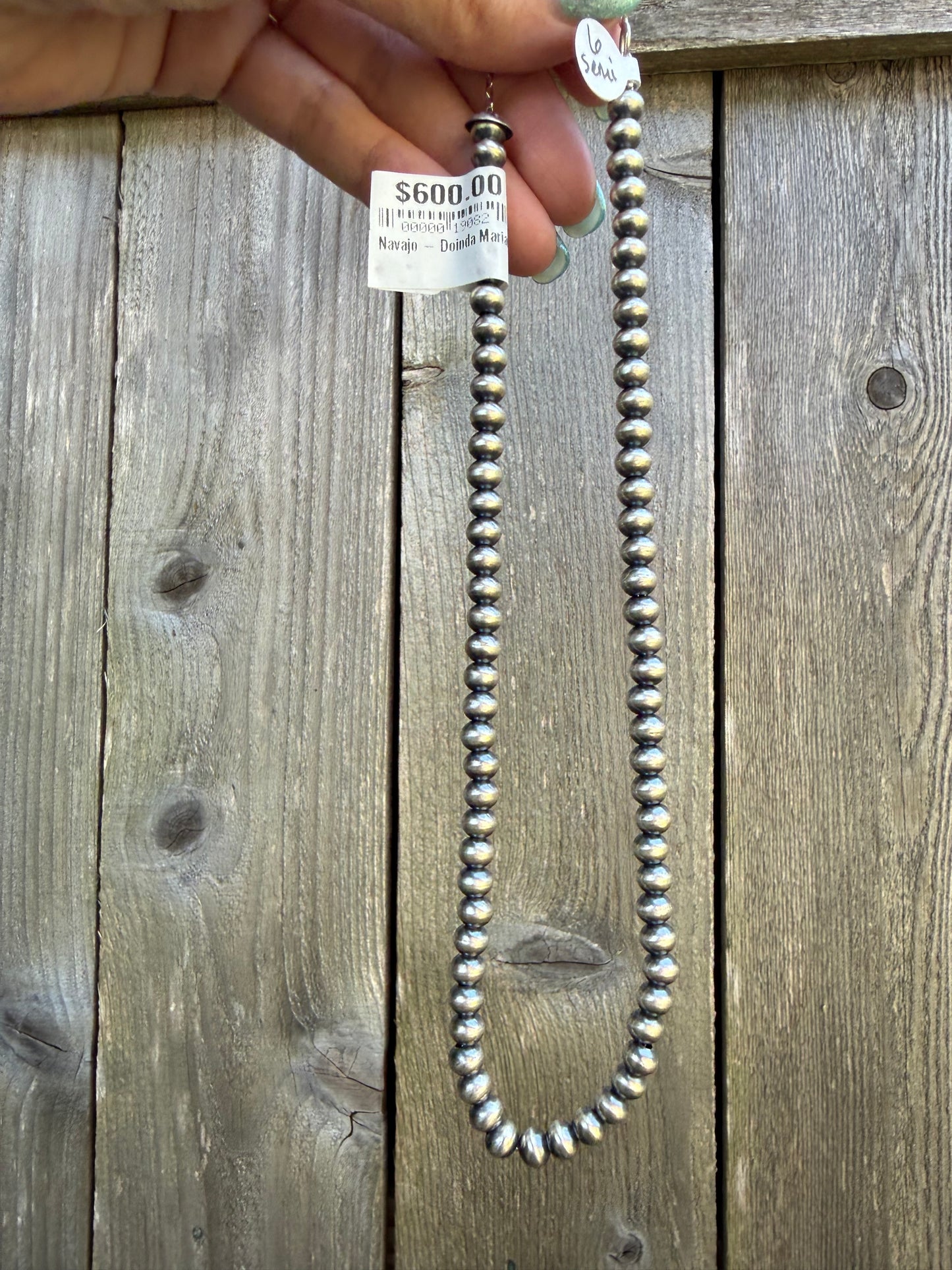 Navajo 6MM Handmade Sterling Silver Pearl Necklace