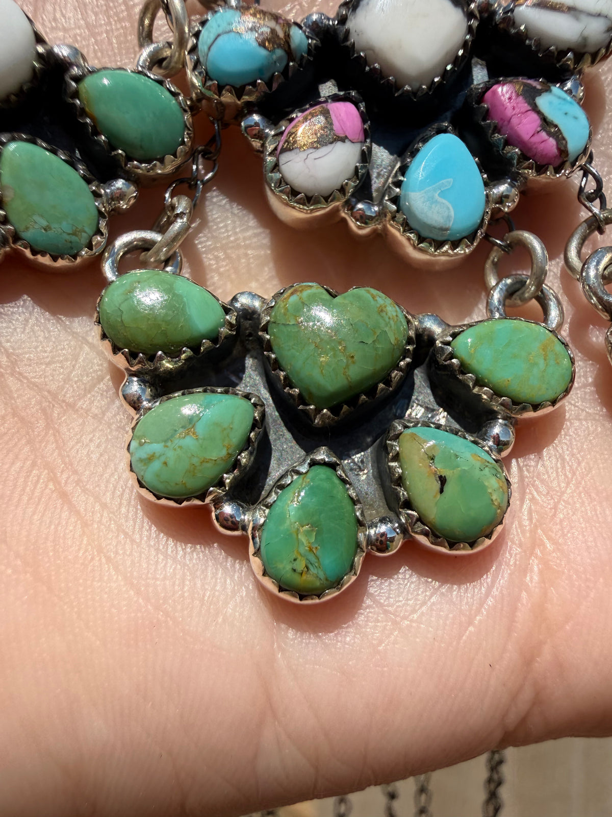 Thee Everyday Heart Half Cluster Sterling Silver Necklace