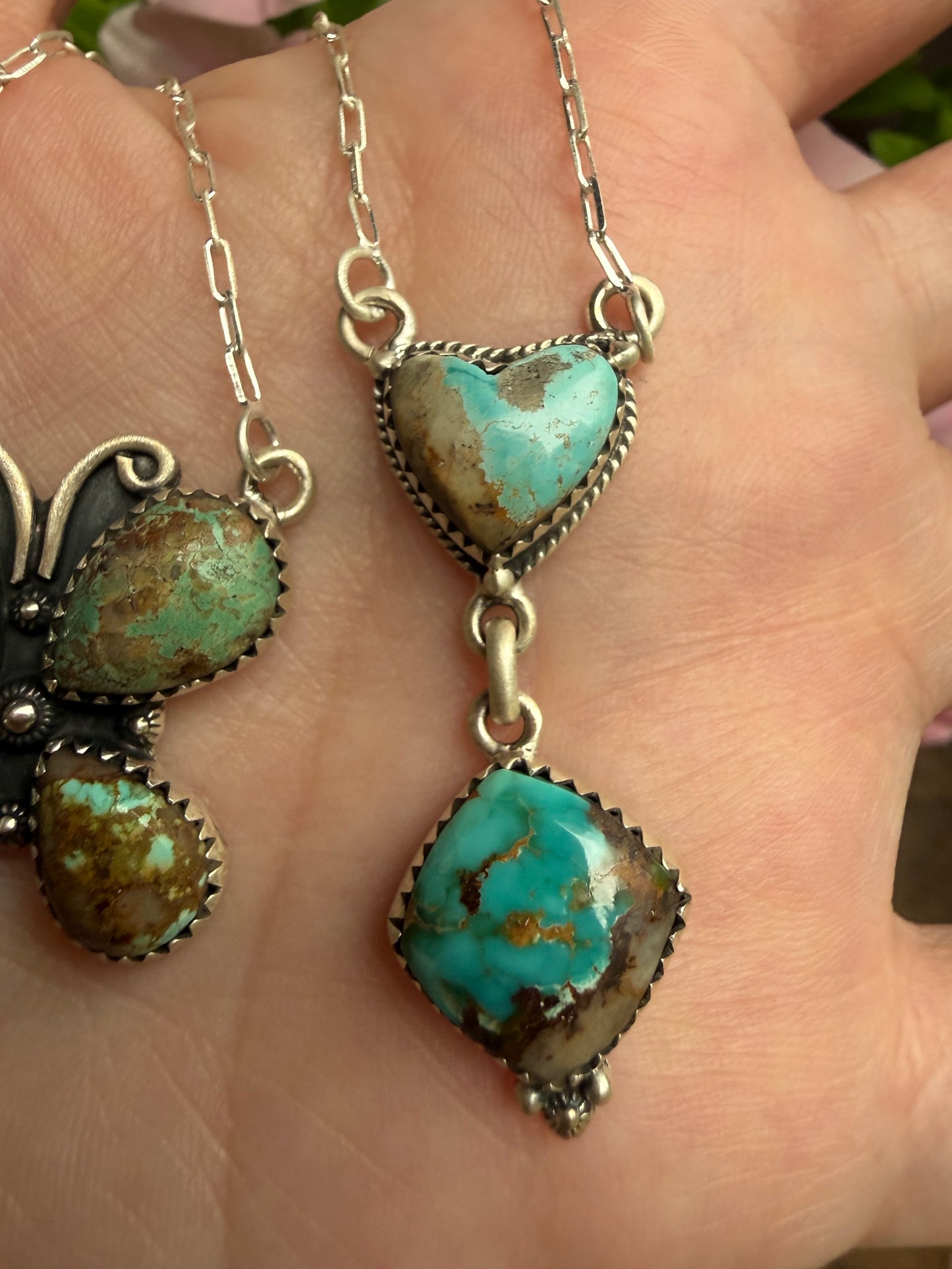 Royston Ribbon Turquoise Sterling Silver Heart or Butterfly Necklace
