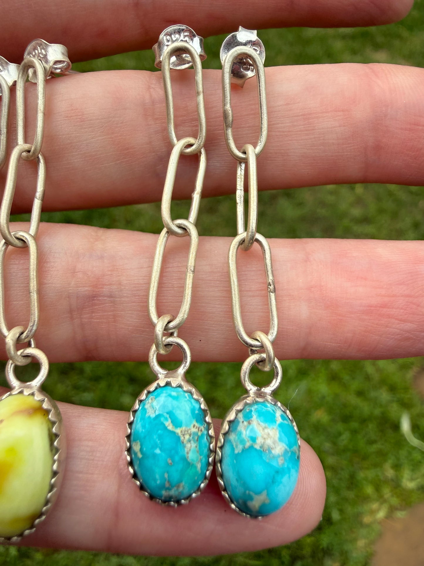 Palomino and Whitewater Chain Dangle Sterling Silver Earrings