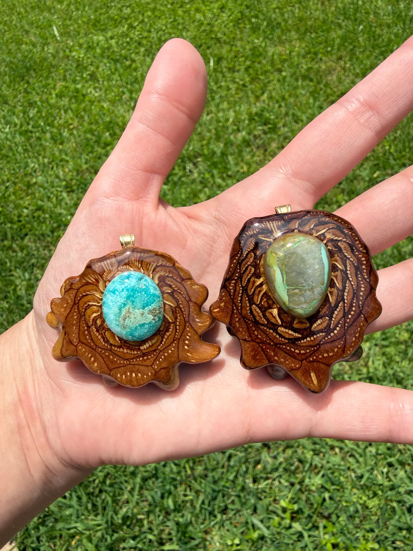 Turquoise with Matrix Pinecone Pendant