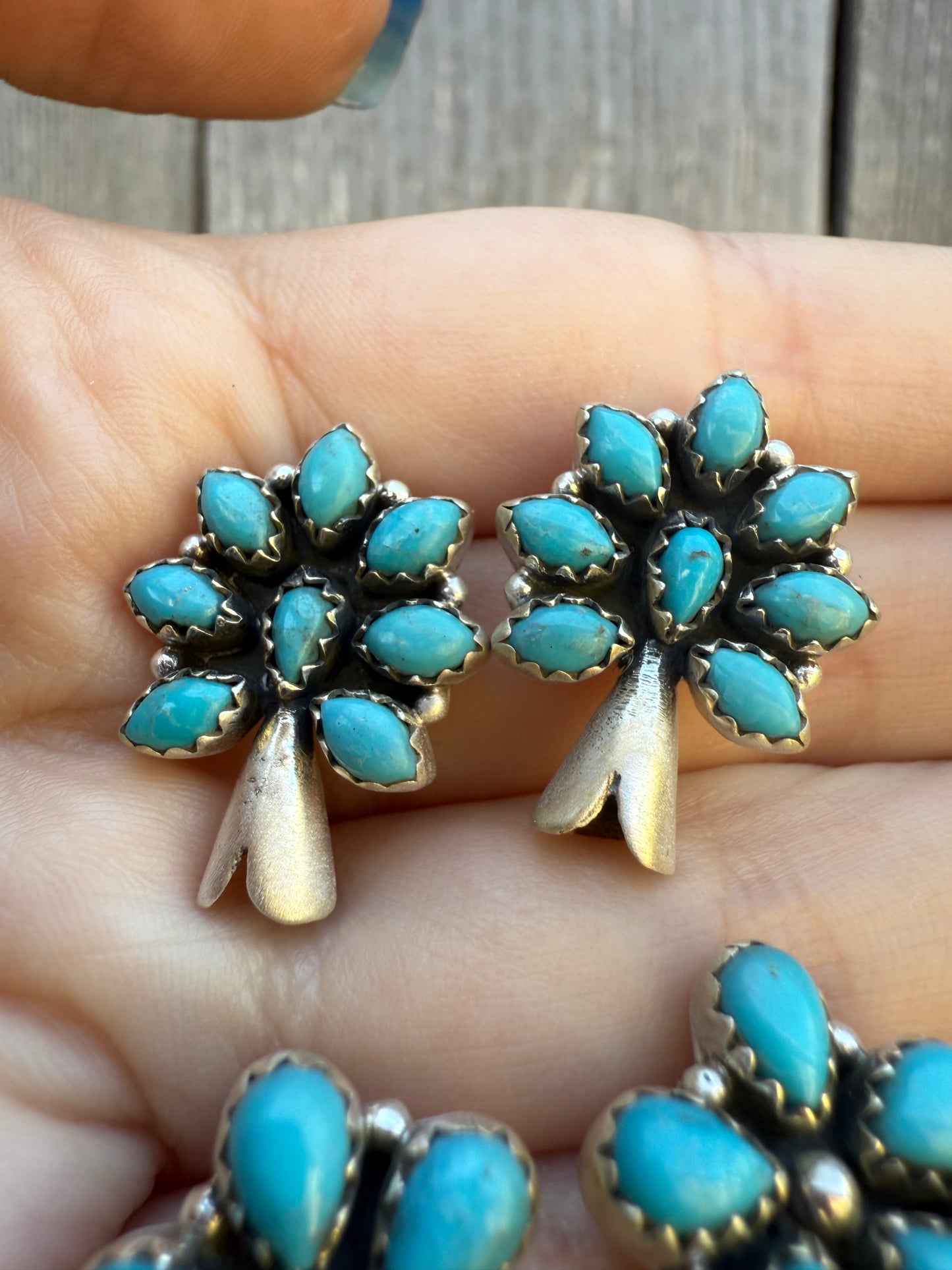 Kingman Turquoise Unique Sterling Silver Earring