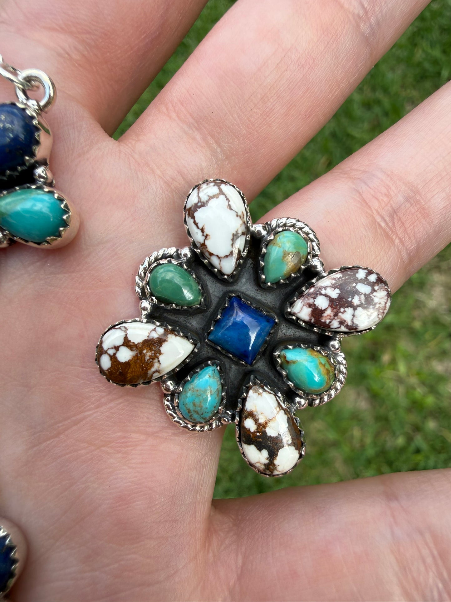 Turquoise Wild Horse And Blue Lapis Unique Combo Necklaces or Ring Or Pendant