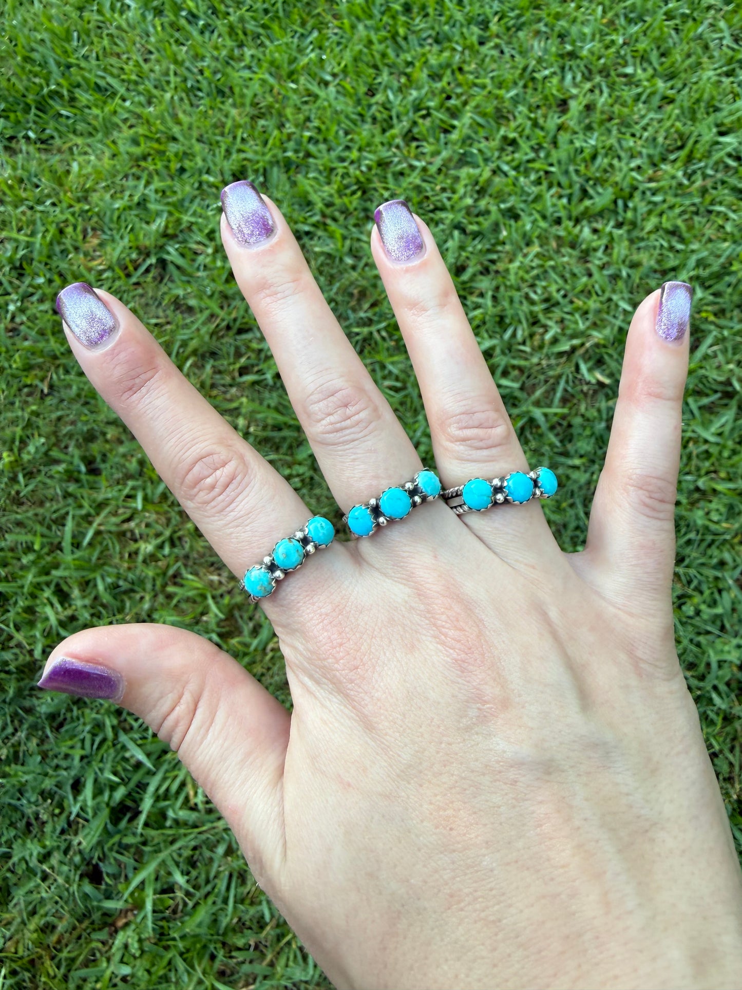 Native Triple Turquoise Sterling Silver Ring