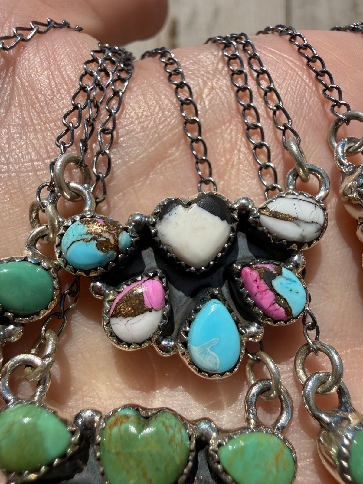 Thee Everyday Heart Half Cluster Sterling Silver Necklace