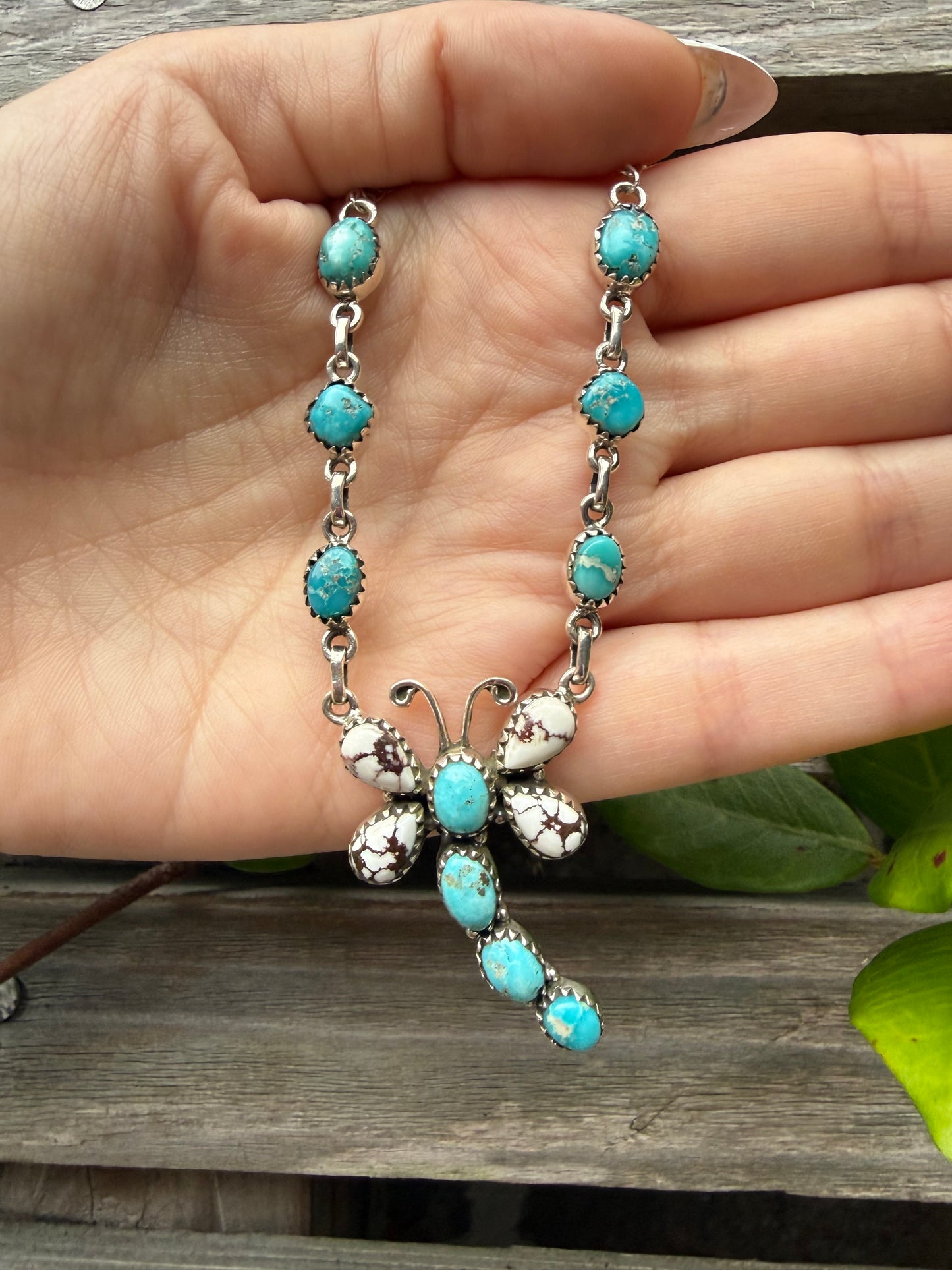 Whitewater Turquoise and Wild Horse Statement Sterling Silver Necklace