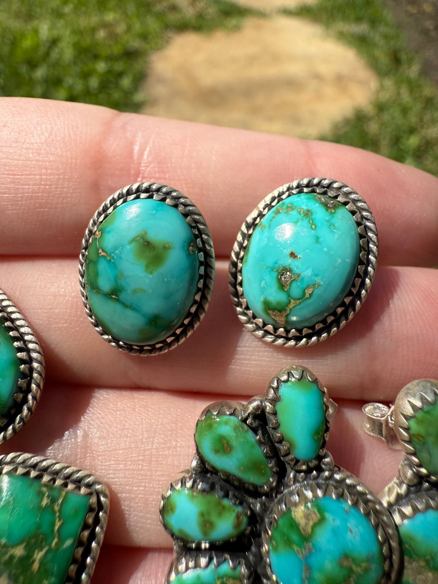 Sonoran Gold Turquoise Stud Sterling Silver Earring