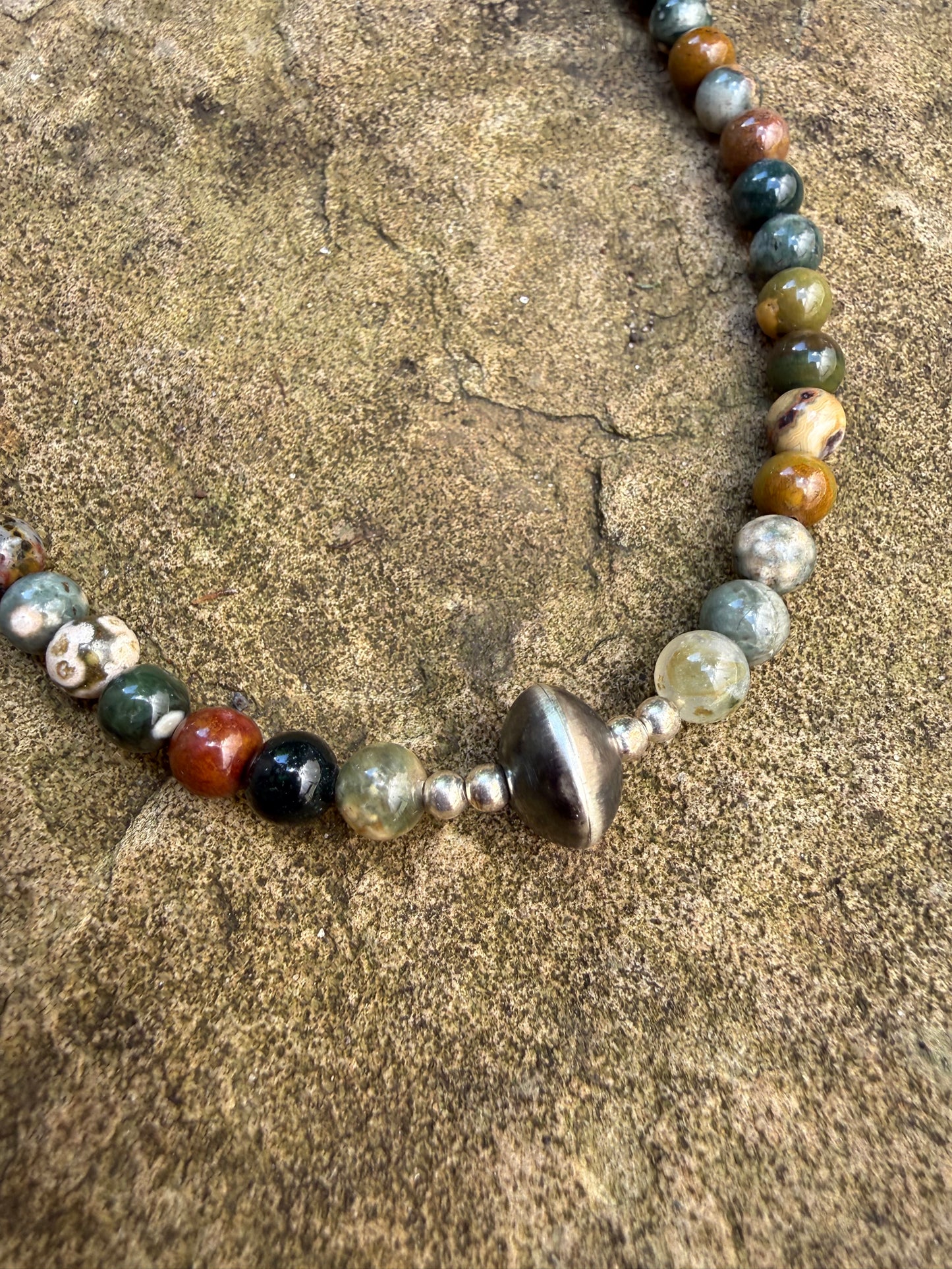 Ocean Jasper and Desert Pearl Sterling Silver Necklace