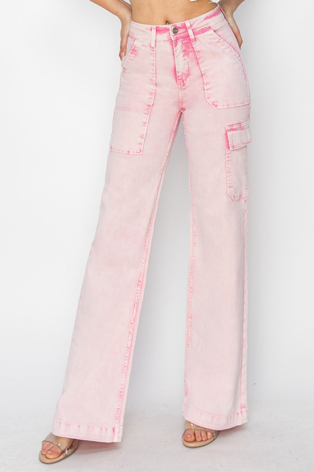 Kylie RISEN Full Size High Rise Cargo Pocket Jeans