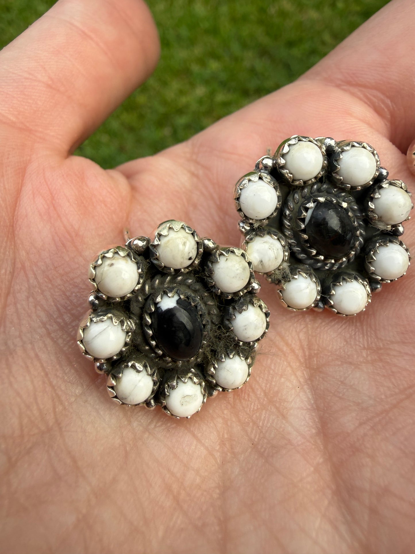 White Buffalo Sterling Silver Cluster  or Dangle Earrings