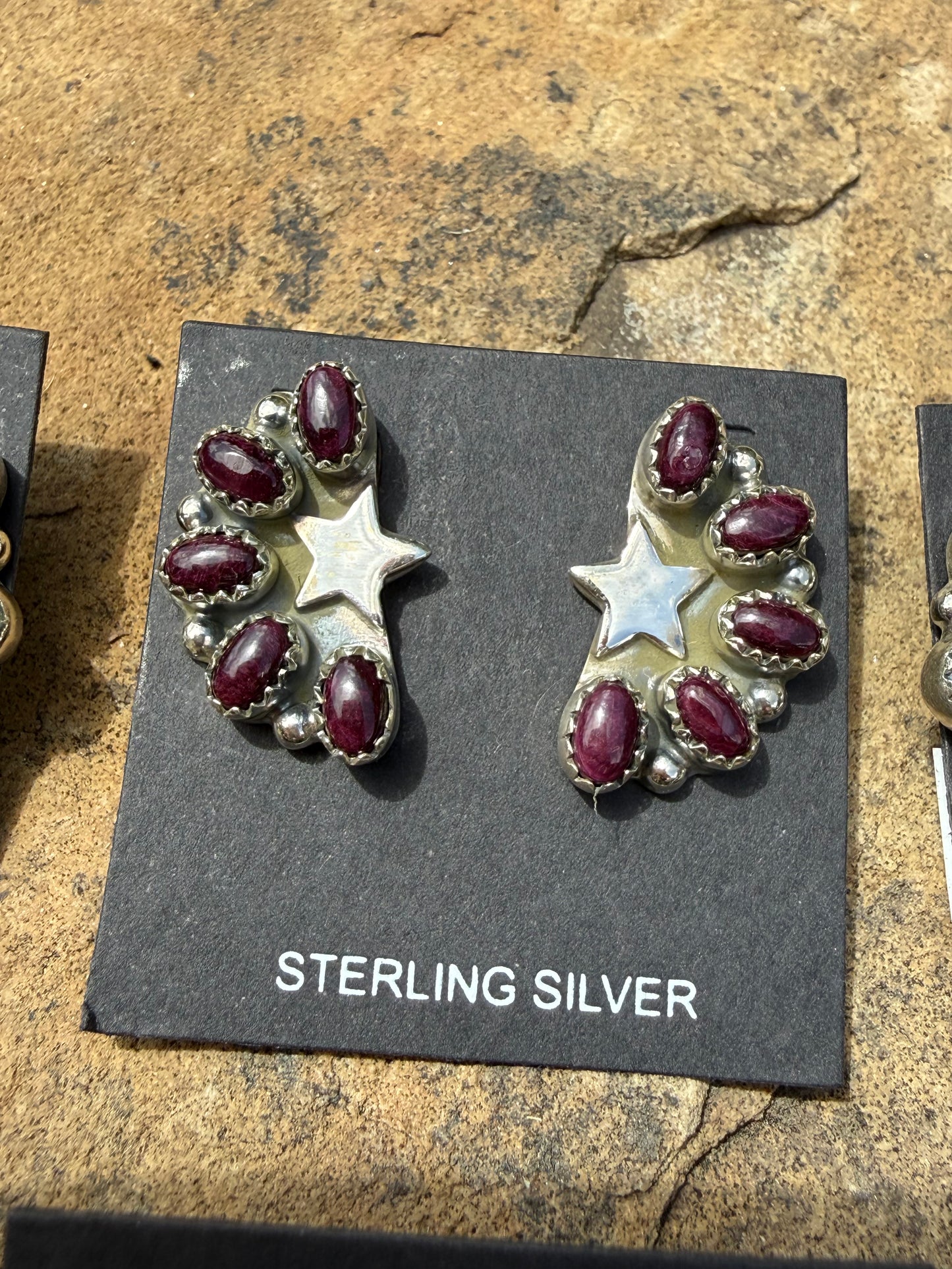 Turquoise Star and Multi Stone Half Cluster Sterling Silver Earrings
