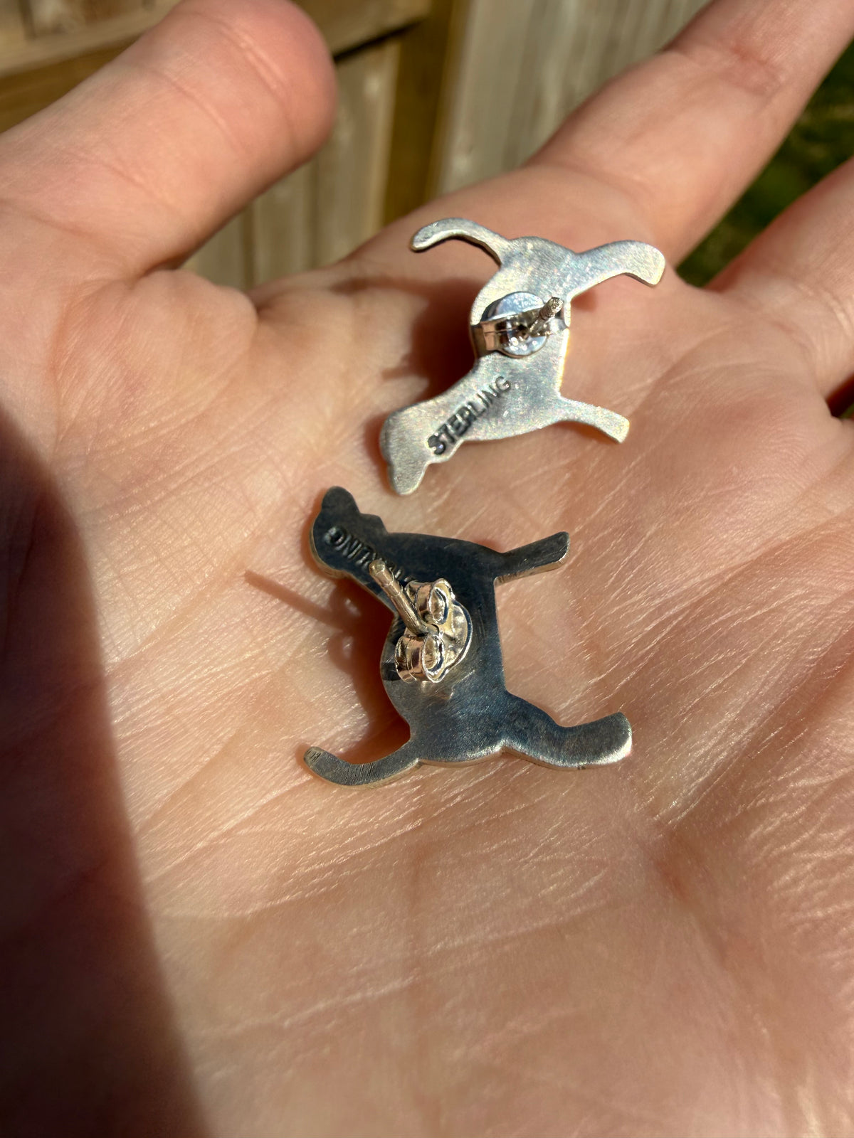 Turquoise Sterling Silver Puppy Dog Stud Earrings
