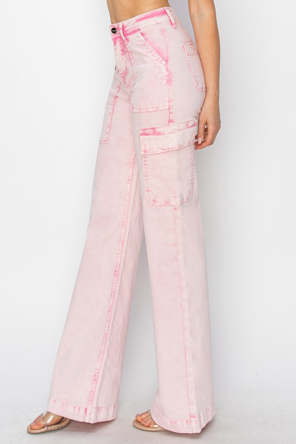 Kylie RISEN Full Size High Rise Cargo Pocket Jeans