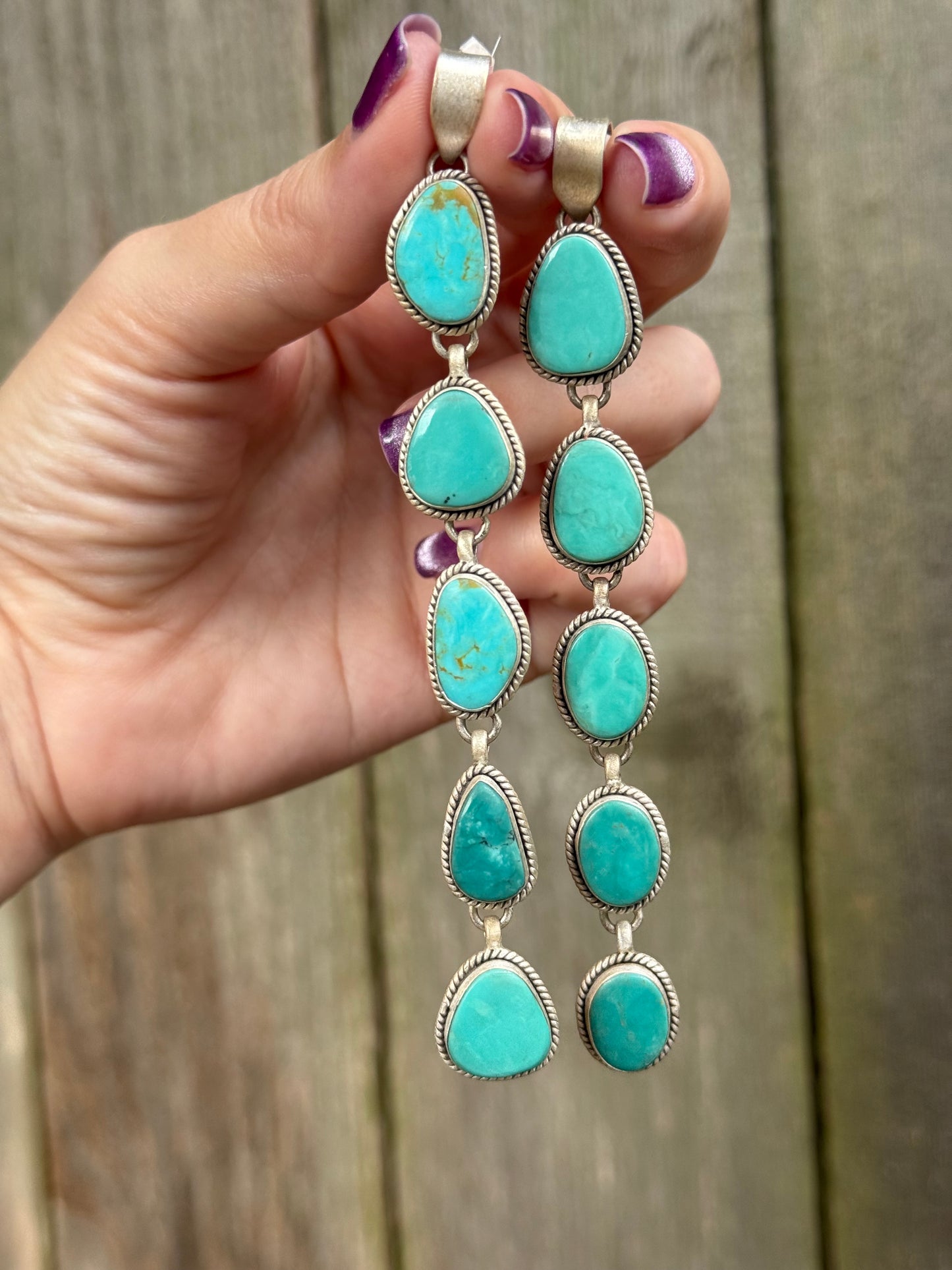 Turquoise 5 Stone Lariat Sterling Silver Pendant