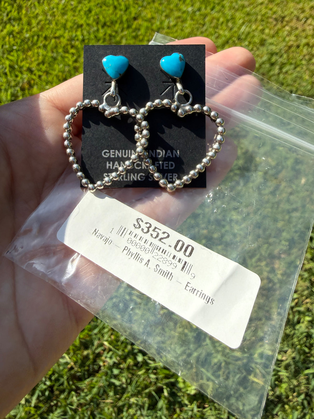 Navajo Turquoise Double Heart Sterling Silver Earrings