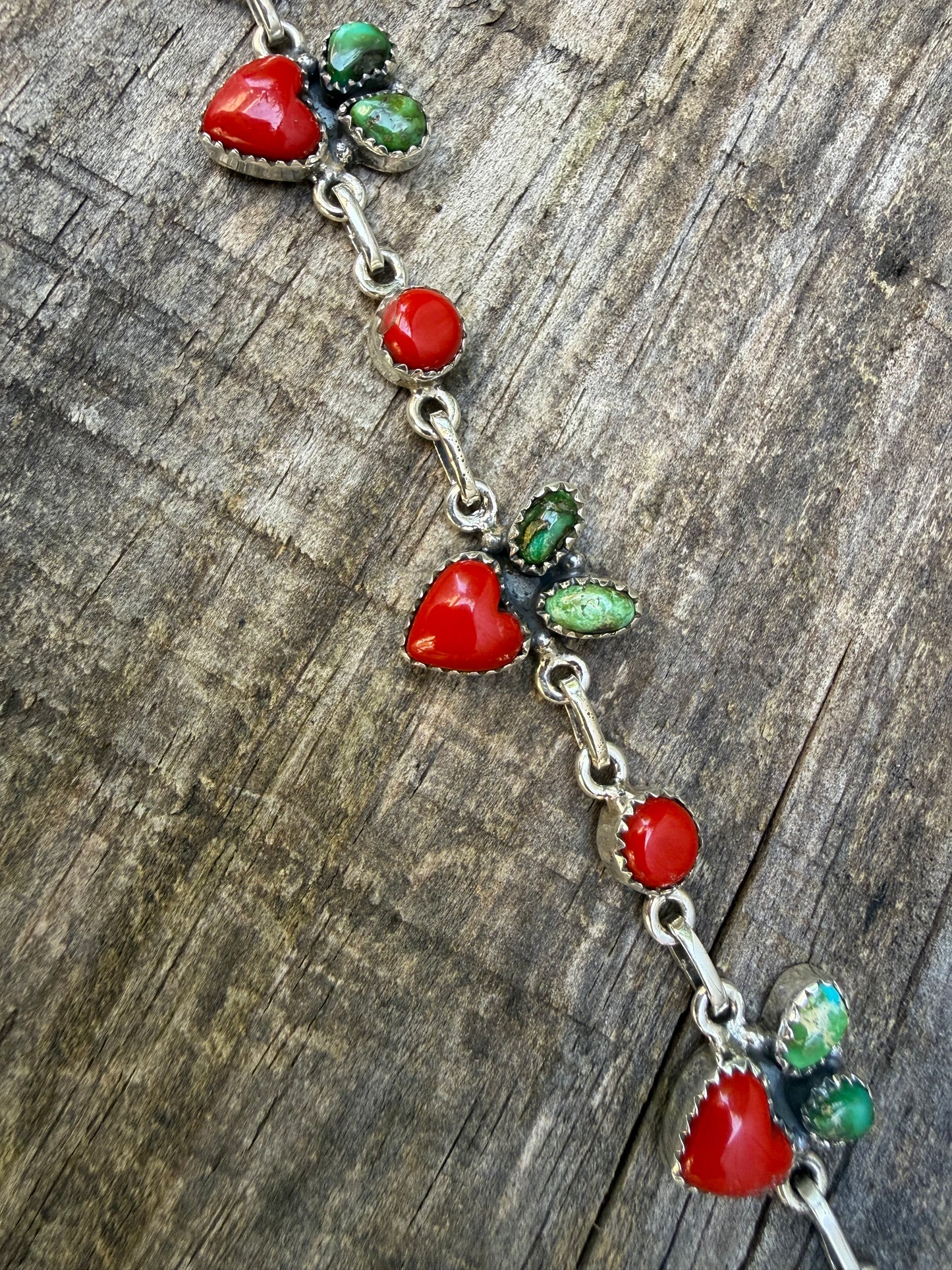 Cherry Red Rosarita and Sonoran Gold Turquoise Sterling Silver Bracelet