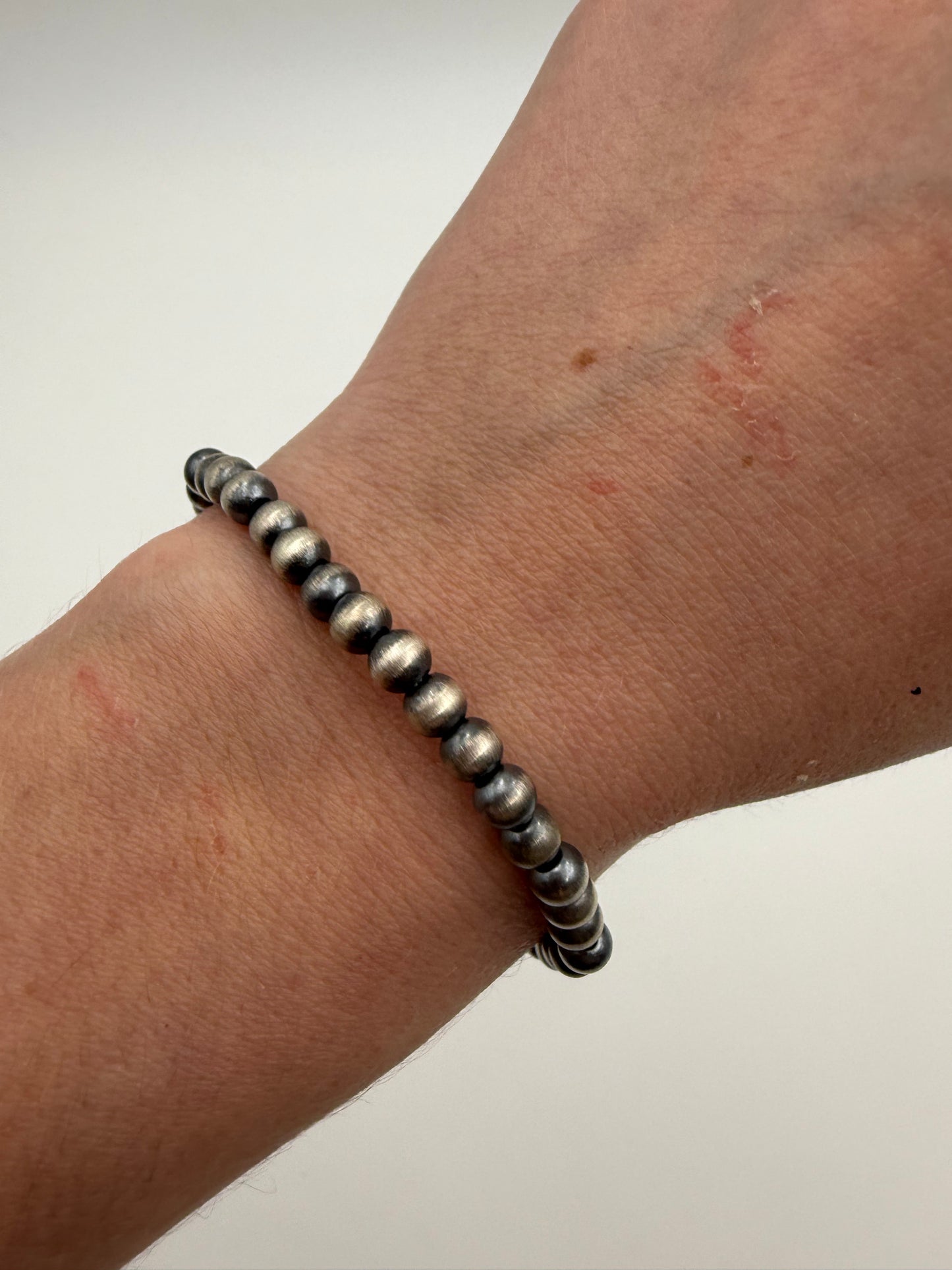 5MM Desert Pearl Sterling Silver 925 Stretch Bracelet