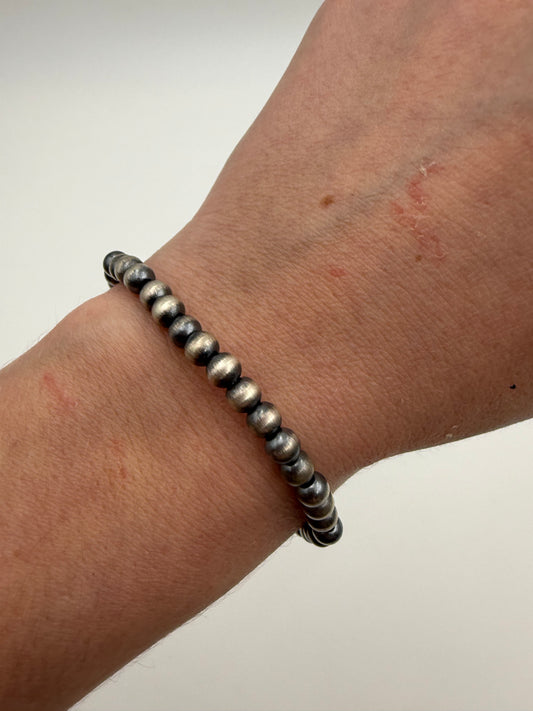5MM Desert Pearl Sterling Silver 925 Stretch Bracelet