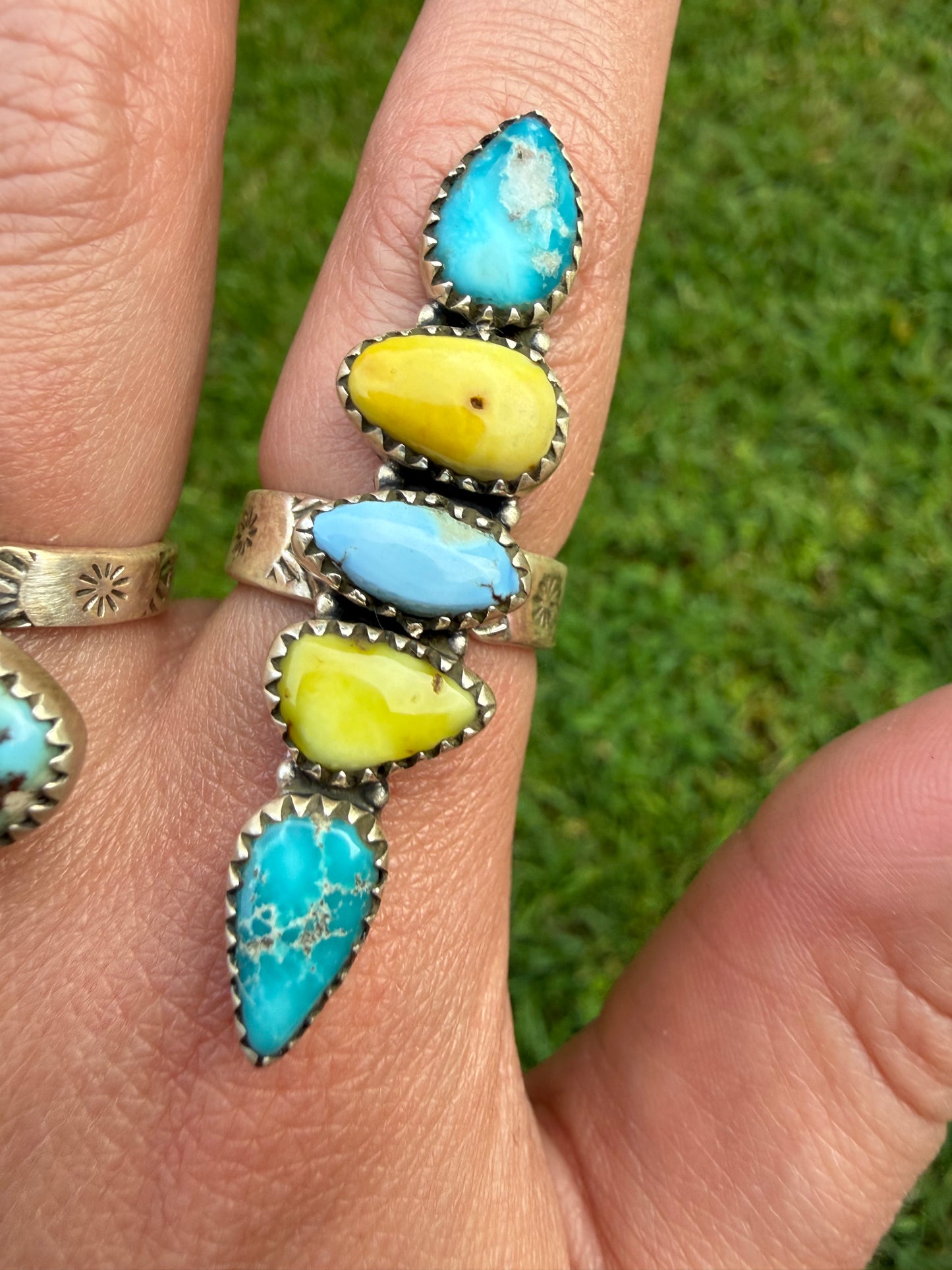 Palomino, Whitewater, and Golden Hills Mixed Stone Adjustable Rings or Cuff Bracelet