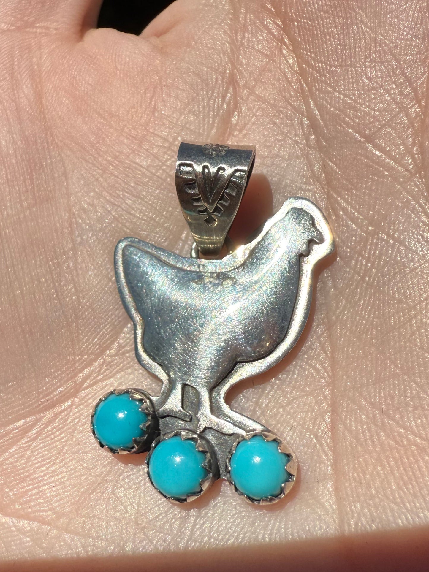 Turquoise Chicken Sterling Silver 925 Pendant