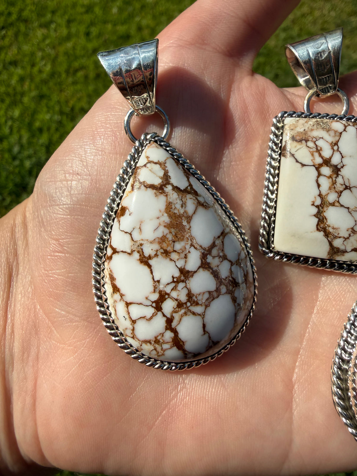 Navajo Wild Horse Big Stone Sterling Silver Pendant