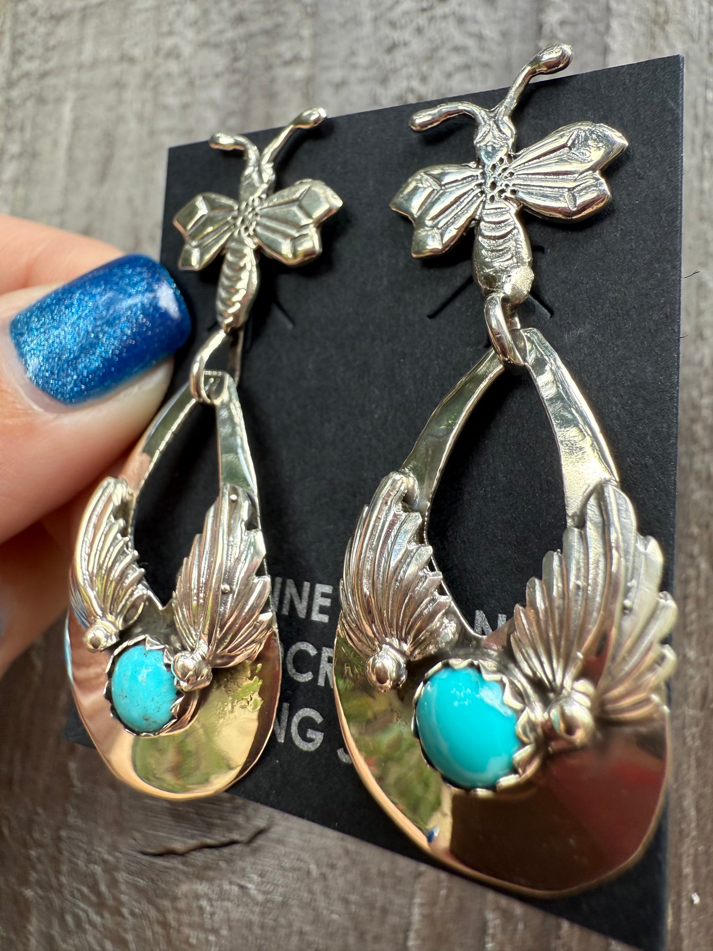Navajo Bee Turquoise Sterling Silver Earrings