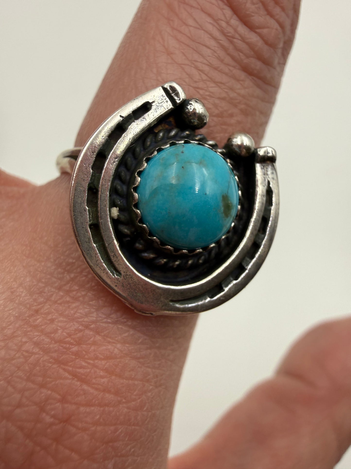 Navajo Turquoise Horseshoe Sterling Silver Ring