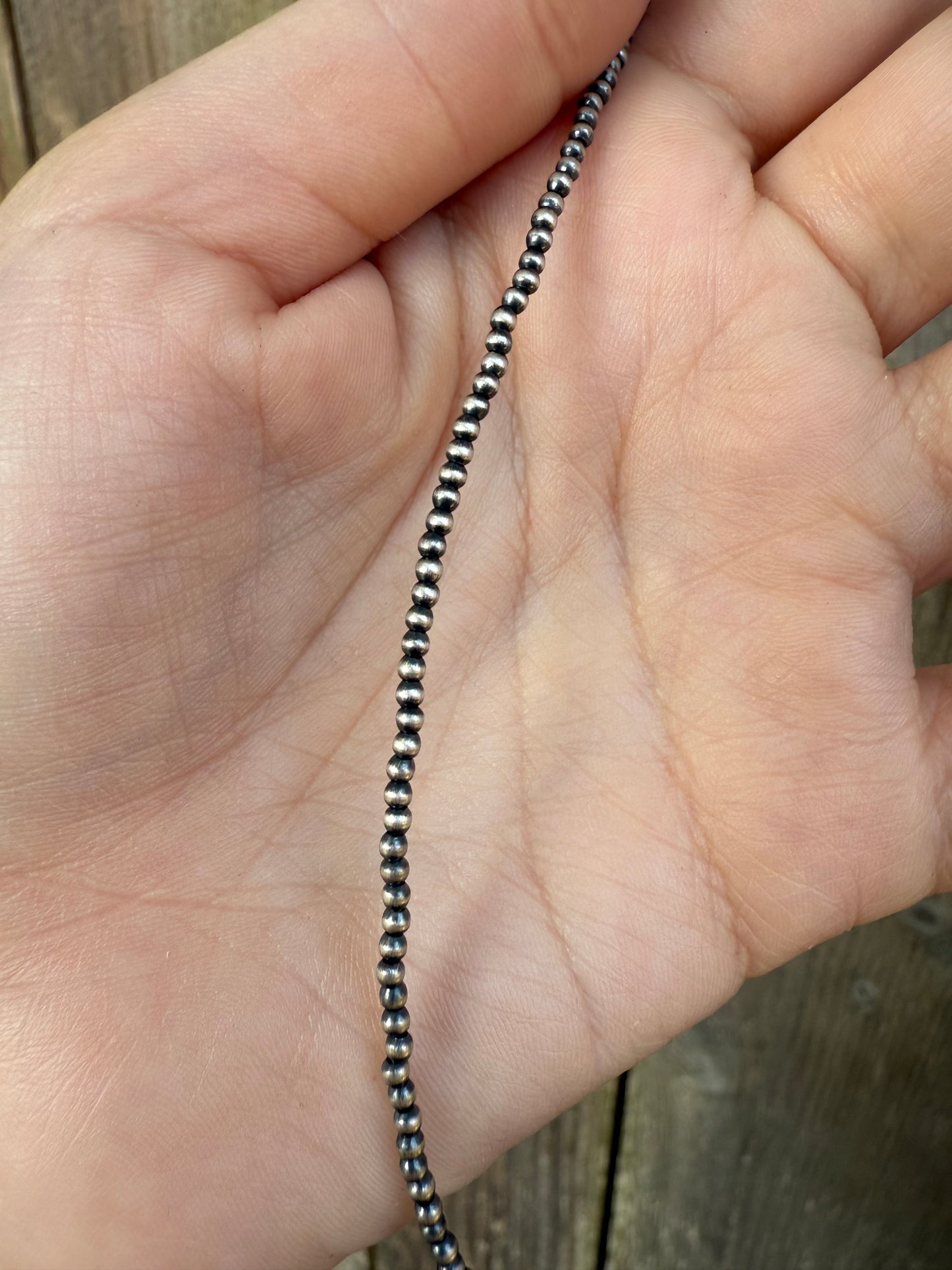 2 MM 18-20 Inch Sterling Silver Desert Pearl Necklace