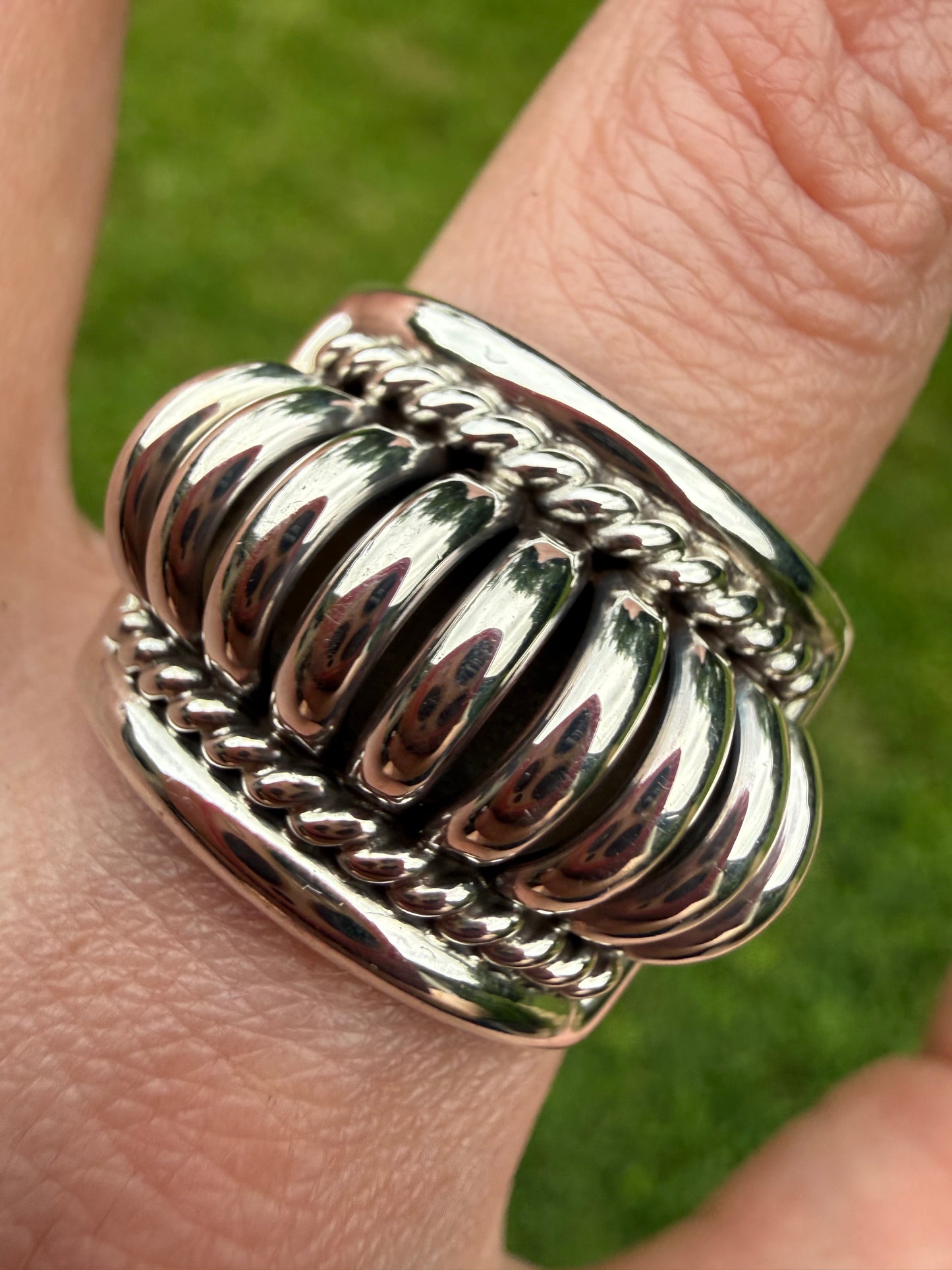 Navajo Sterling Silver Statement Heavy Duty Ring by Thomas Charley Size 9