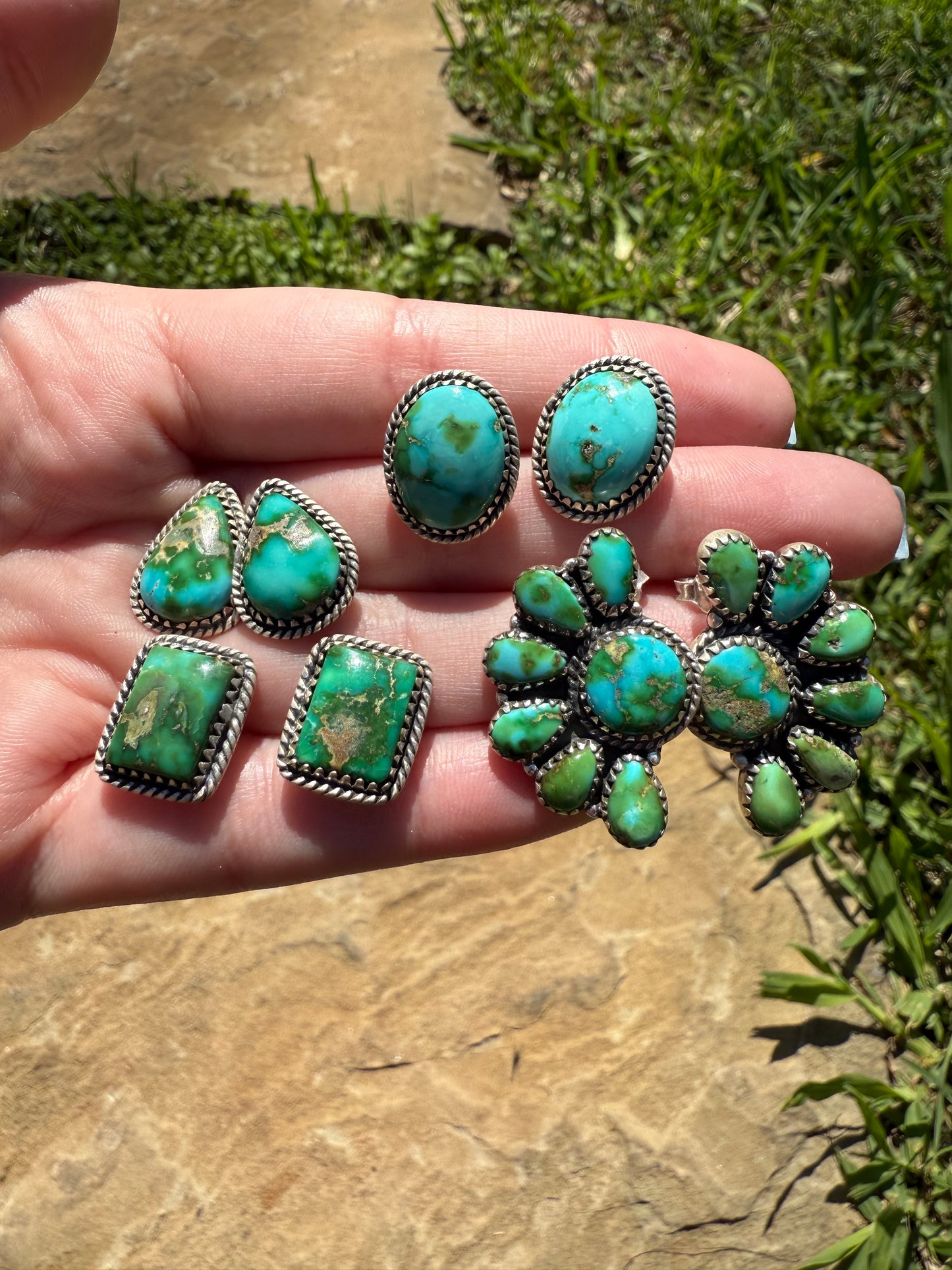 Sonoran Gold Turquoise Stud Sterling Silver Earring