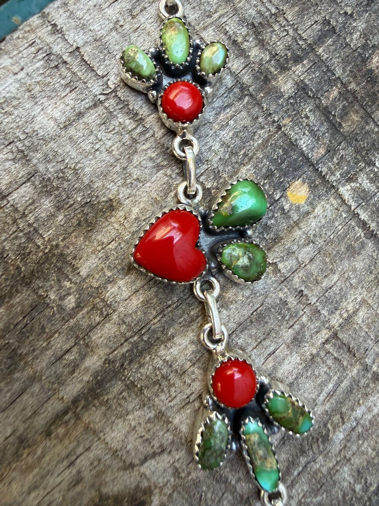 Cherry Red Rosarita and Sonoran Gold Turquoise Sterling Silver Bracelet