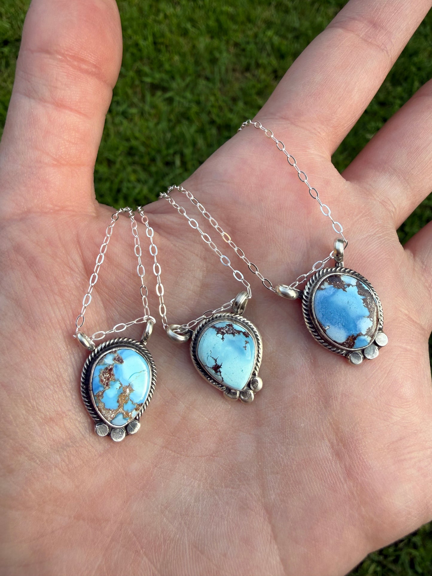 Navajo Golden Hills Turquoise Everyday Dainty Sterling Silver Necklace