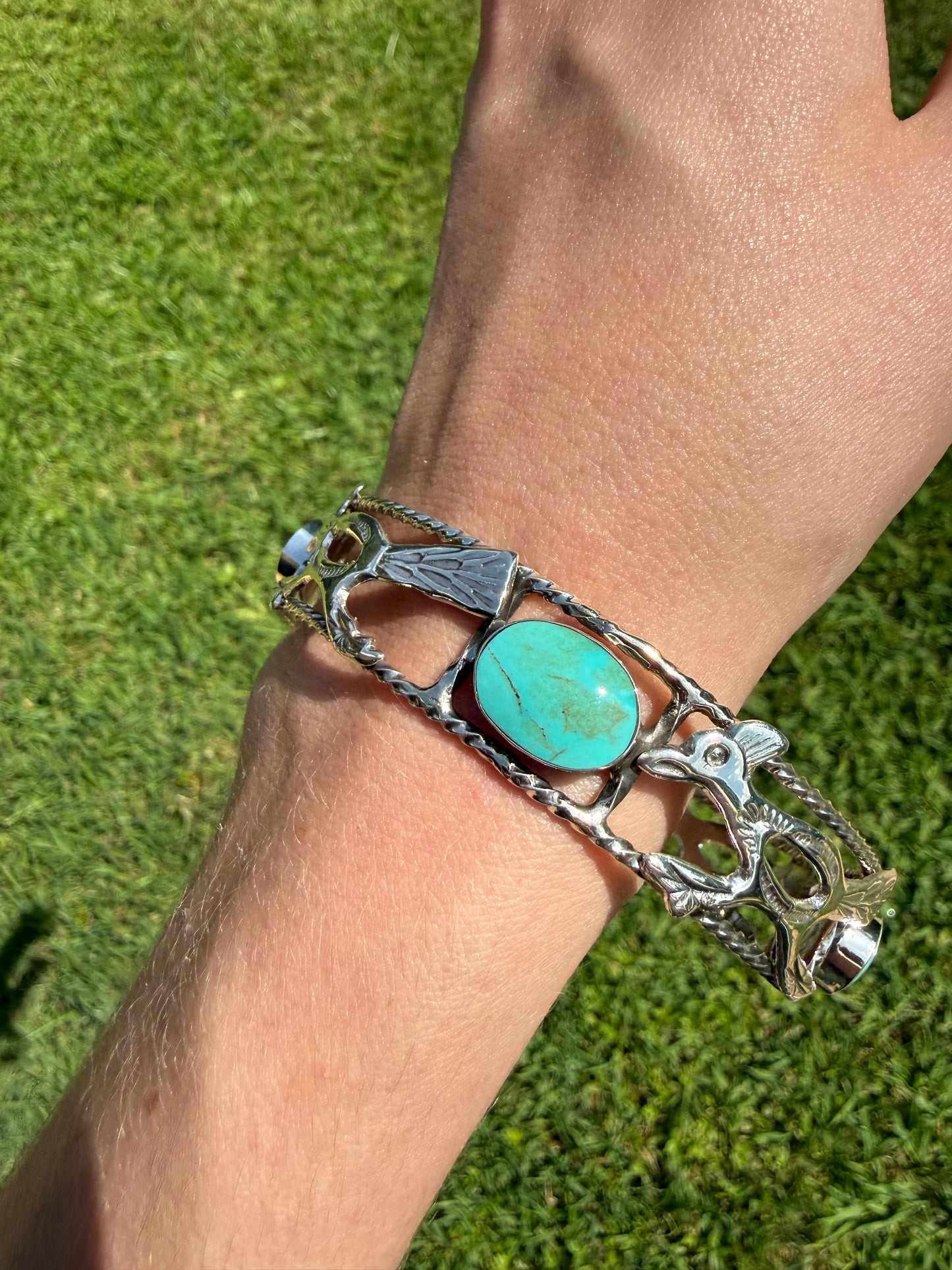 Navajo Roadrunner Sterling Silver Bangle Cuff Bracelet