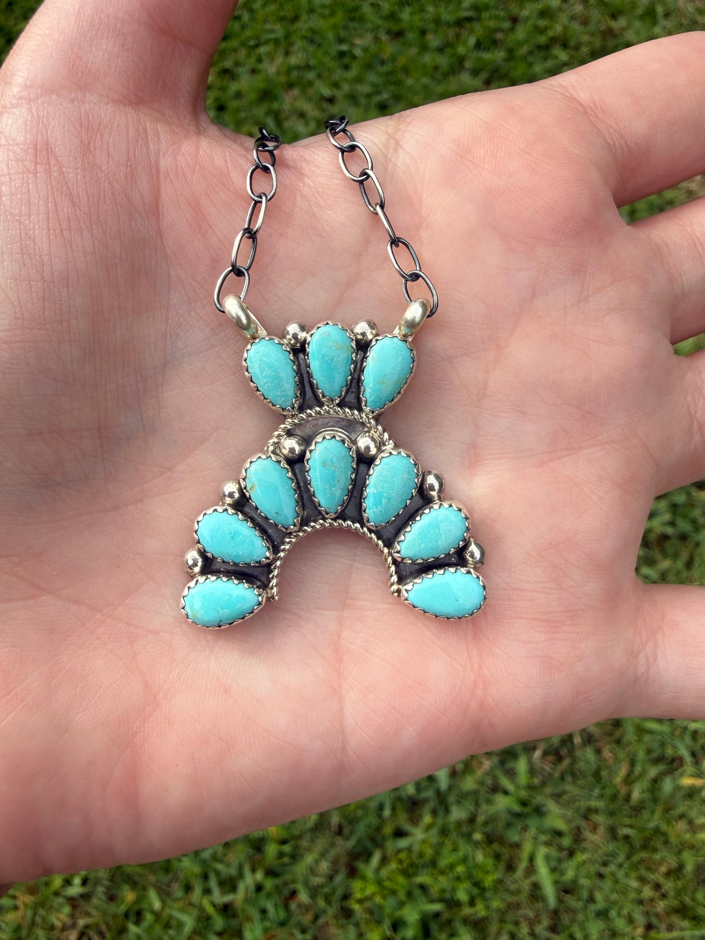 Native Turquoise Naja Sterling Silver Necklace