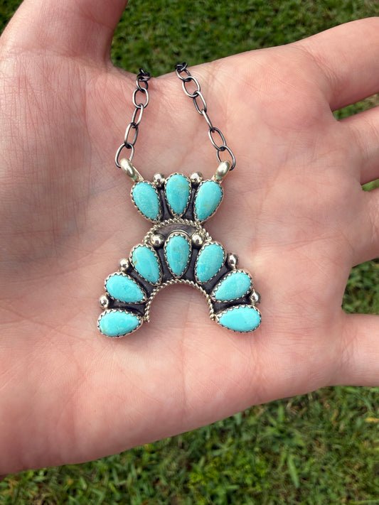 Native Turquoise Naja Sterling Silver Necklace