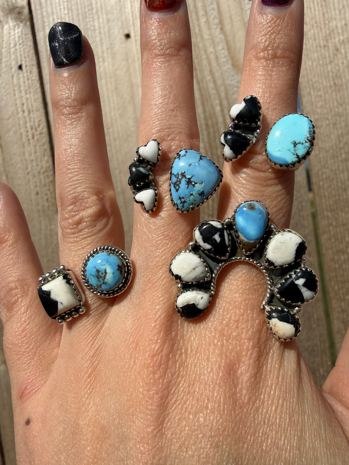 Golden Hills Turquoise and White Buffalo Sterling Silver Adjustable Ring
