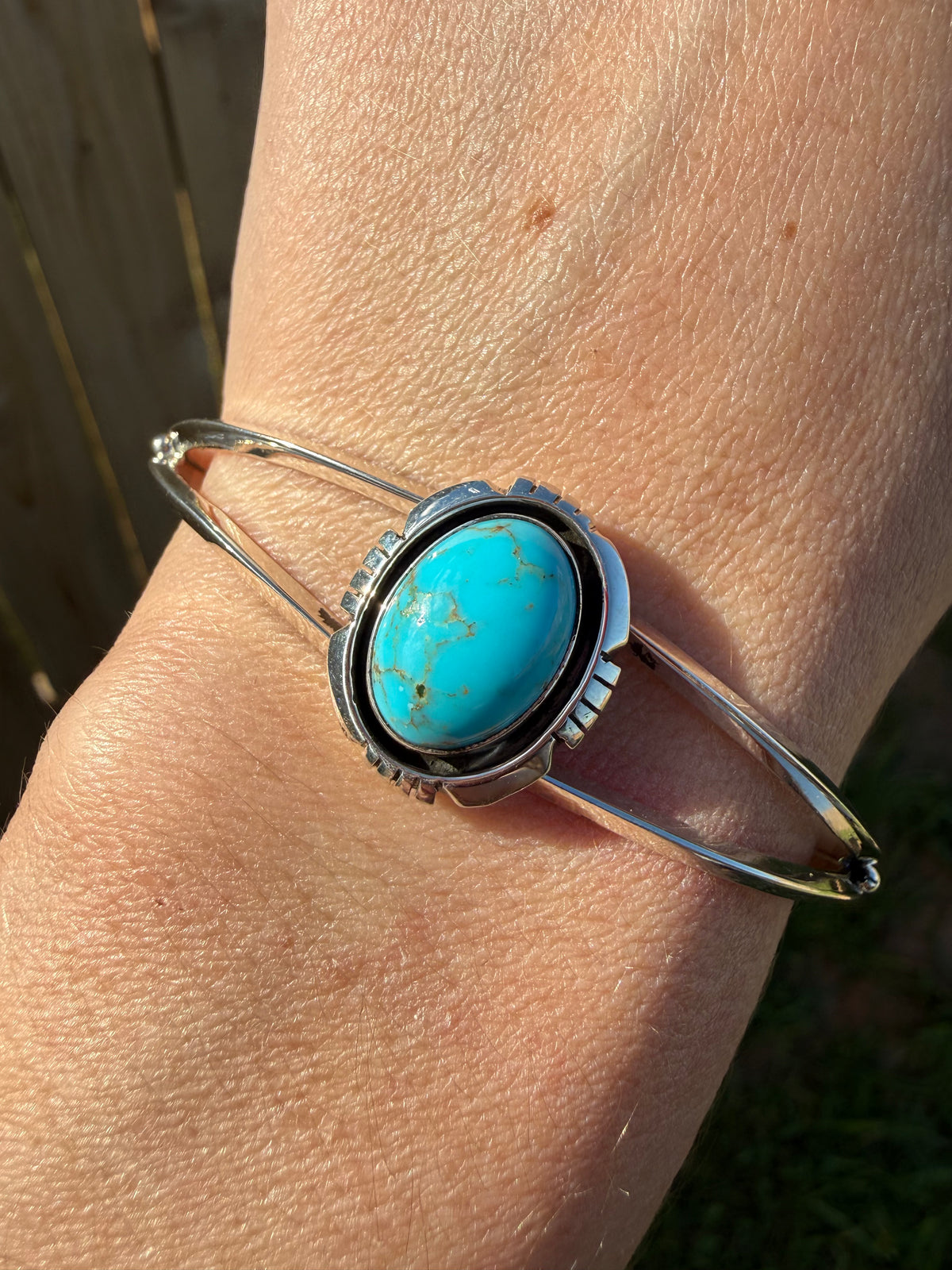 Navajo 1 Stone Daily Sterling Silver Handmade Cuff Bracelet by Amos Begay