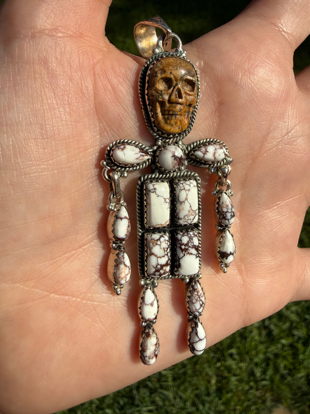 Wild Horse Skeleton Man Sterling Silver Pendant