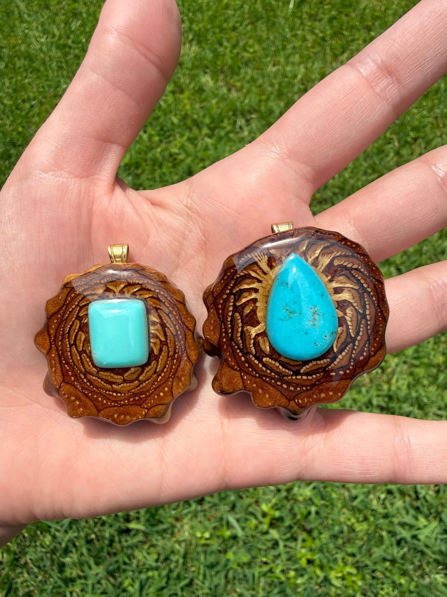 Turquoise Pinecone Pendant Necklace