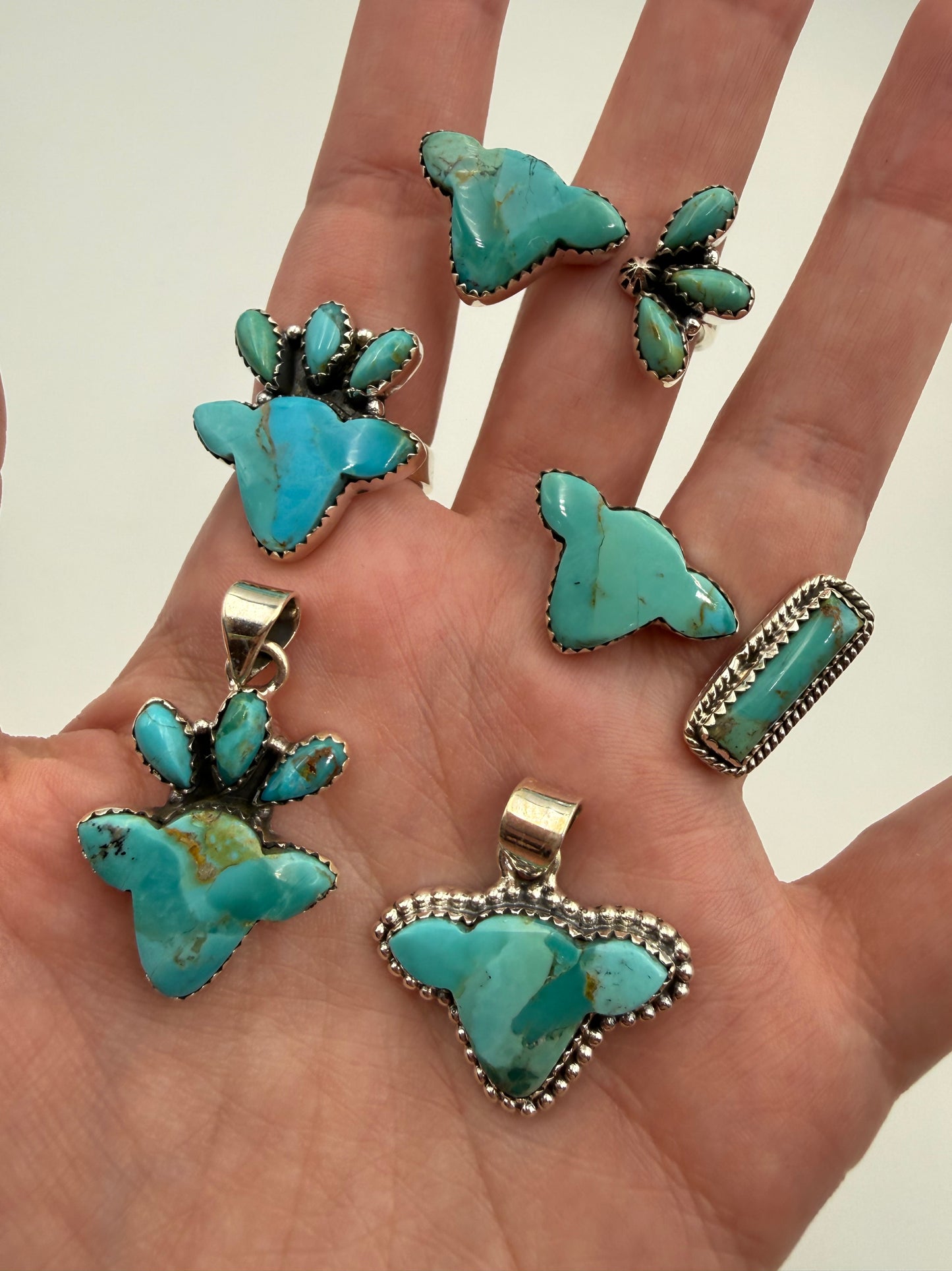 Turquoise Cow Head Sterling Silver Rings or Pendants