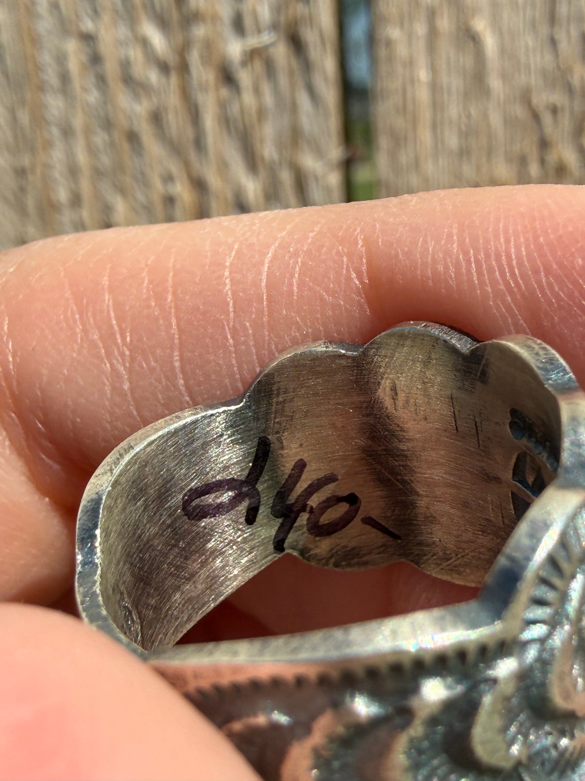 Navajo All Silver Cigar Band Sterling Silver Peyote Button Ring