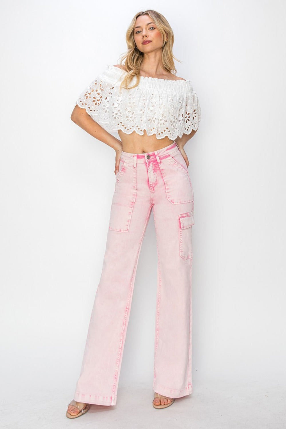 Kylie RISEN Full Size High Rise Cargo Pocket Jeans